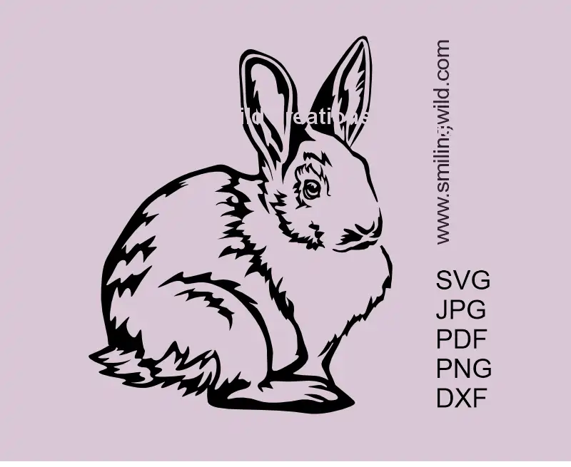 black rabbit vector clipart of a cute baby bunny for Cricut, laser cutting, and crafting projects