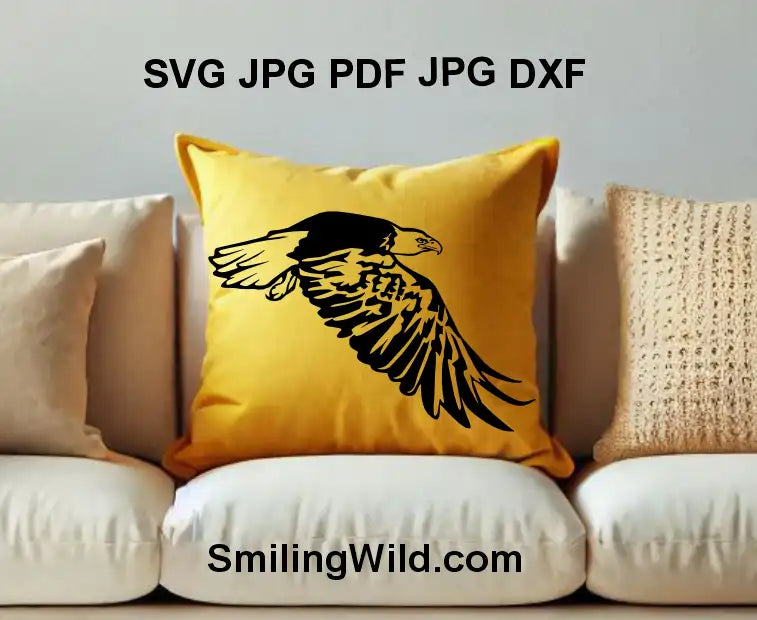 Soaring Bald Eagle PNG image – wildlife bird vector for engraving projects