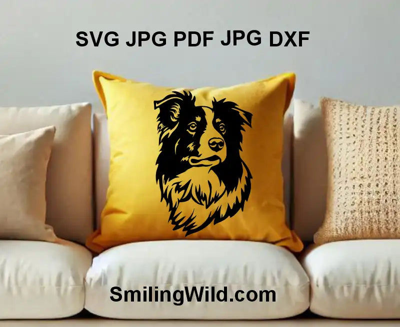 Border Collie Hund SVG, PNG & DXF Black Head Clipart – Hunde-Vektorgrafik für Cricut, Laserschneiden und Gravieren