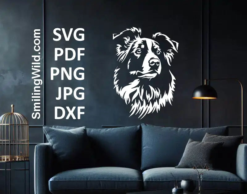 Realistic Border Collie DXF and svg file for laser engraving, x tool and DIY cutting crafts