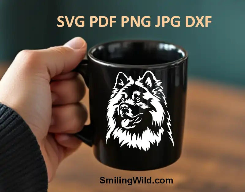 Realistic Eurasier vector face DXF for engraving machines