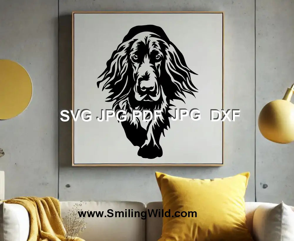 Detailed DXF of German Longhaired Pointer dog for Glowforge, Silhouette, and engraving projects