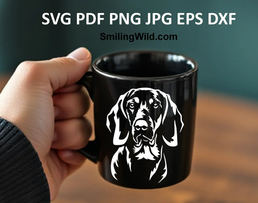 Realistic Polish Hunting Dog Clipart – Black & White Gończy Polski Design for DIY Crafts & Wood Burning