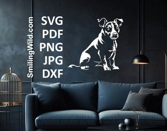 Jack Russell Dog SVG for Cricut & Laser Cutting – Realistic White & Black Vector on Wall
