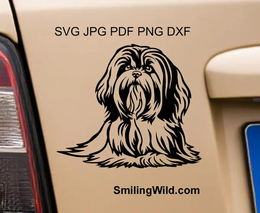 Realistic Lhasa Apso dog dxf and svg clipart for laser engraving and CNC projects.