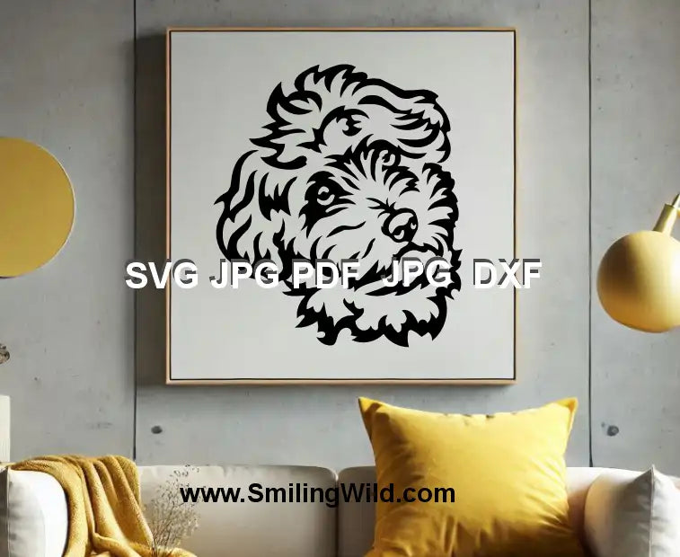 Maltipoo pet face vector graphic - DXF laser cut file for crafting and decor