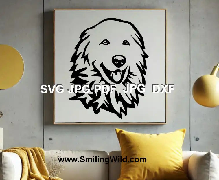 Detailed Maremma Sheepdog svg and dxf clipart - Black dog vector for laser cutting and DIY crafts.