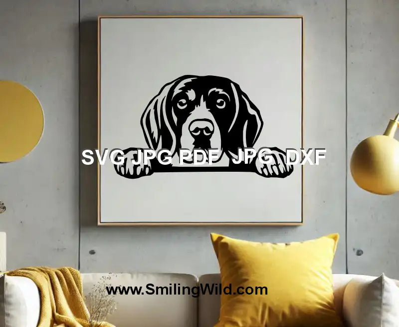 Realistic Beagle SVG and DXF file for peeking dog engraving projects