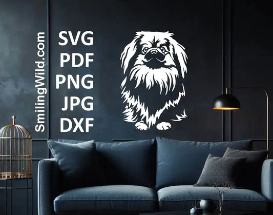 Realistic Pekingese sticker-style clipart in PNG for Cricut pet gifts or printable wall art.