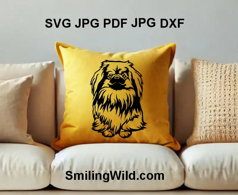 Black vector Pekingese PNG for Cricut dog mug and vinyl decal crafting