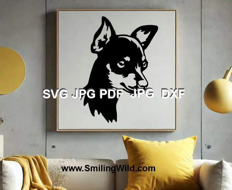 Detailed Prague Ratter dog svg and dxf clipart - Black vector portrait for DIY decor and custom gifts