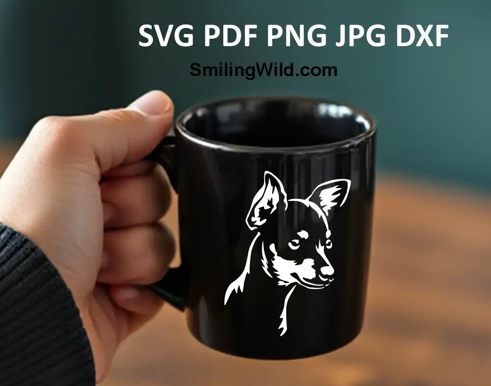 Realistic Prague Ratter white digital svg and dxf clipart - Dog vector graphic for Cricut and engraving