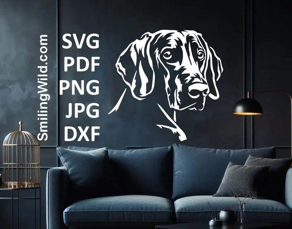 Realistic Weimaraner dog head clipart for engraving and crafting