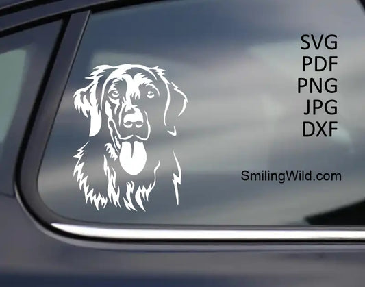 Retriever dog digital clipart SVG PNG DXF in whte color cut file for Cricut, laser engraving, and vinyl design to apply as stickers on car windows