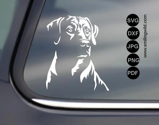 Rhodesian ridgeback white svg and png vector clipart file presented as a car decal