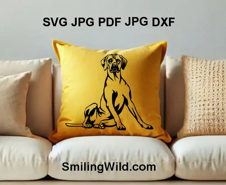 Realistic PNG clipart of a black Rhodesian Ridgeback dog for engraving and crafts