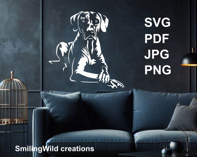 Rhodesian Ridgeback dog clip art in black and white - detailed vector design for Cricut and creative projects