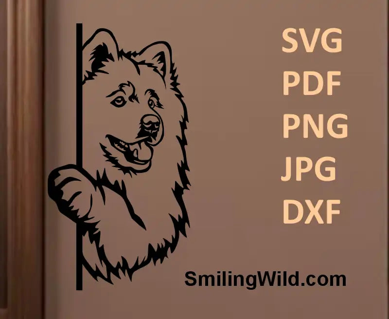 Realistic Samoyed dog head vector DXF, svg and png file for Glowforge engraving, sticker cutting, and custom pet wall art