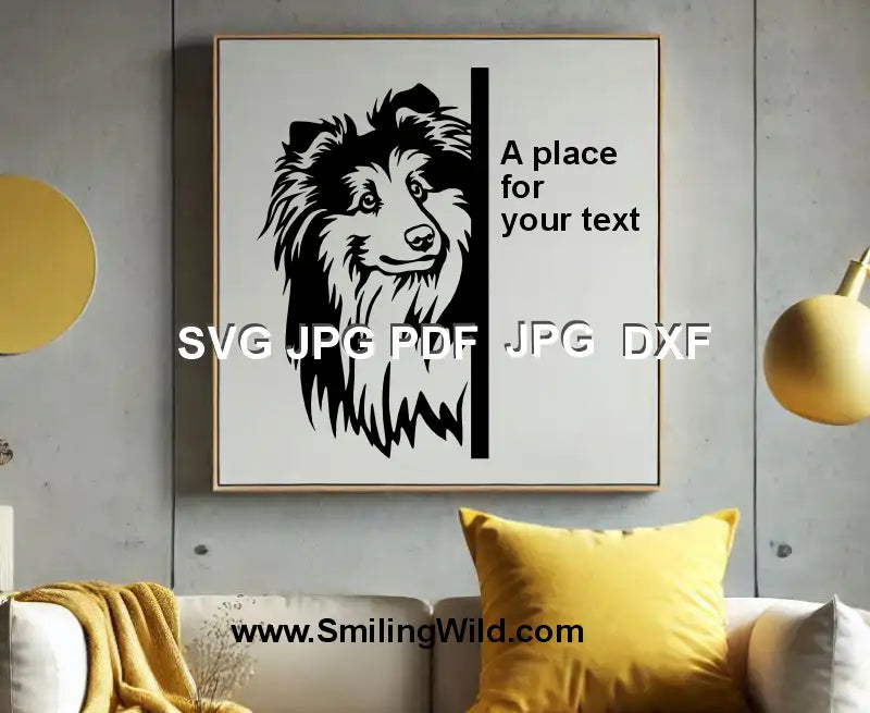Realistic Sheltie head DXF file for custom DIY cutting projects