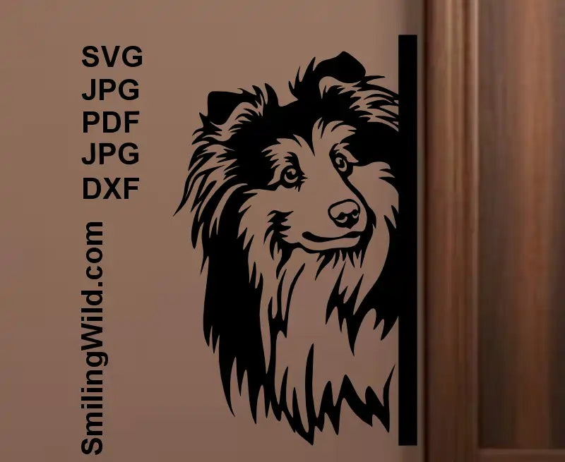 Sheltie corner black vector PNG for Cricut pet-themed designs