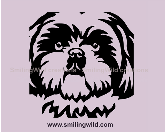 shih tzu clip art design in black graphic creatin