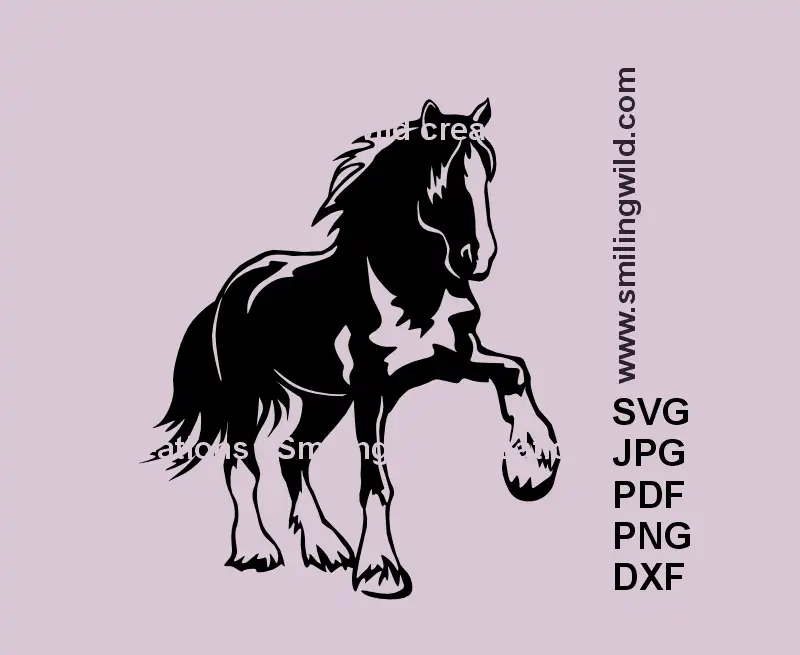 Shire Horse black SVG, PNG, DXF – draft horse vector clipart for Cricut and laser cutting machines