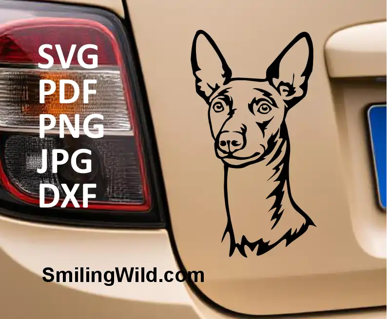 Digital clipart of Sicilian hound dog head outlines designe for DXF engraving and vector cutting machines