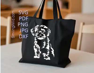 Sitting Maltipoo white cut file detail for cutting and engraving including SVG/DXF files too.
