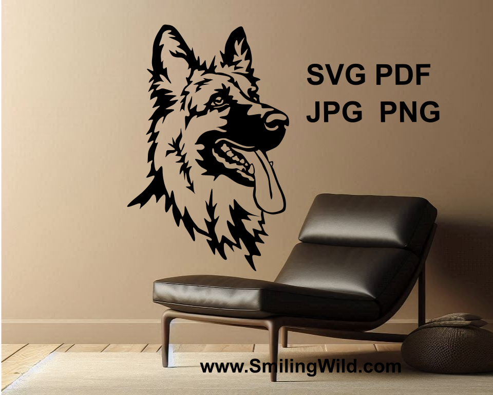 german shepherd sticker on a wall made of vector graphic design