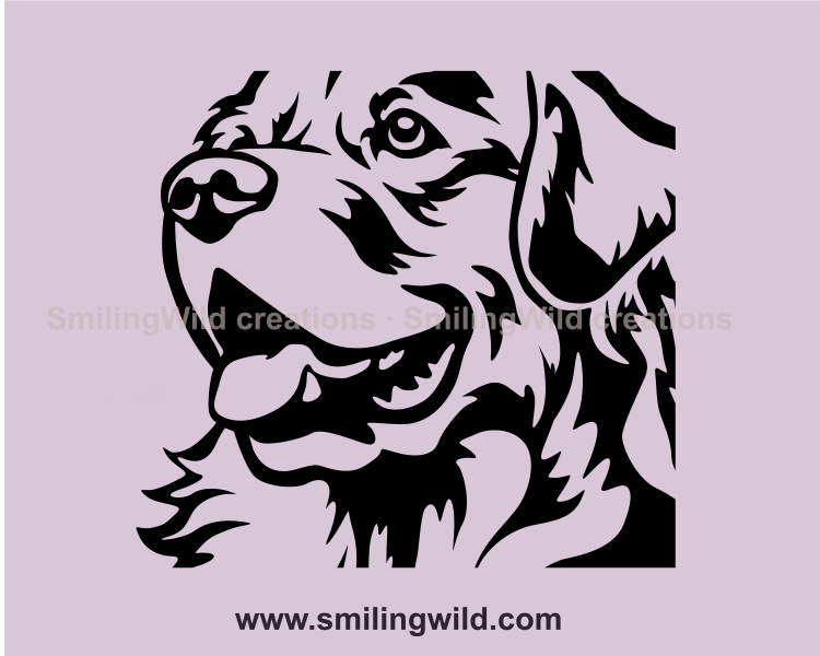 smiling golden retriever svg close up image