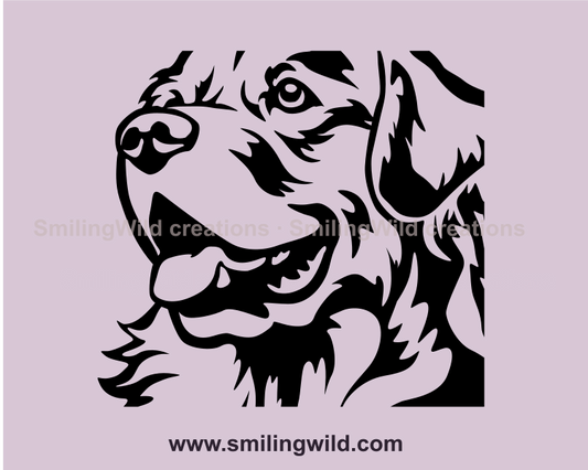 smiling golden retriever svg close up image