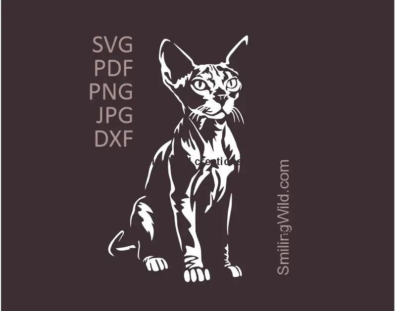 White Sphynx Cat SVG clipart for Cricut and laser cutting