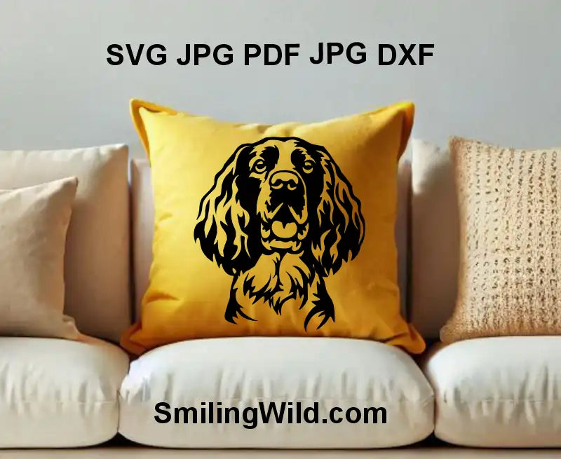 Black vector PNG of English Springer Spaniel face for DIY crafts and vinyl decals