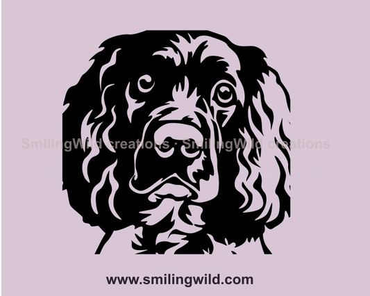 springer spaniel vector drawing inblack color close up image