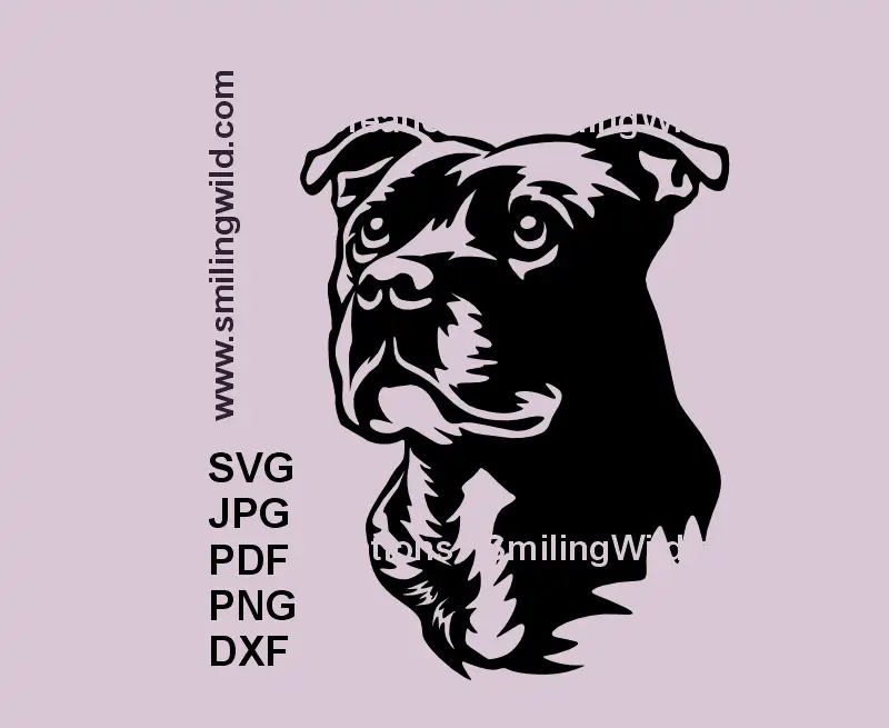 Staffy dog SVG and dxf head clipart Staffordshire Bull Terrier vector for Cricut and laser cutting