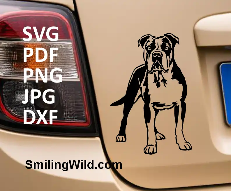 A sticker of a Standing American Bulldog clipart SVG – digital design cut file for pet decals and vinyl crafting