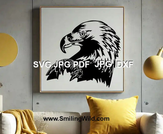 Steppe Eagle png, svg and dxf vector sticker preview – bird of prey decal design for laptops, water bottles, or field journals