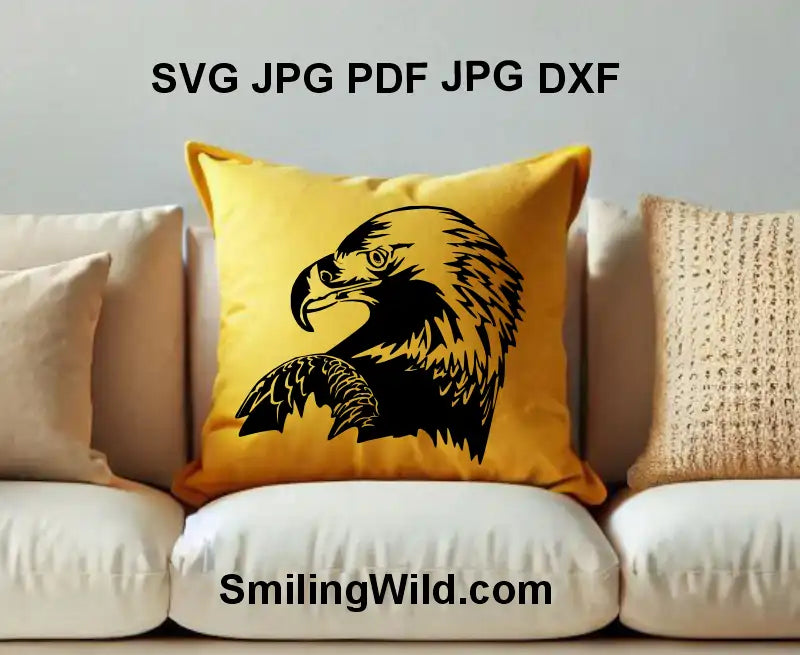 Steppe Eagle profile SVG vector clipart for laser cutting – raptor design for wood signs and metal engraving