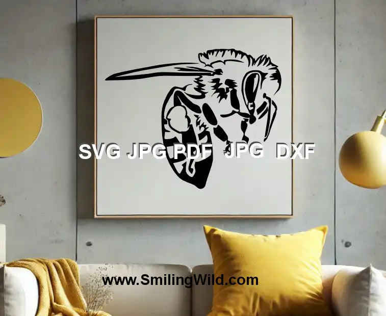 Wildlife Flying Bee profile svg and dxf Clipart for Cricut Projects and Laser Cutting in black color