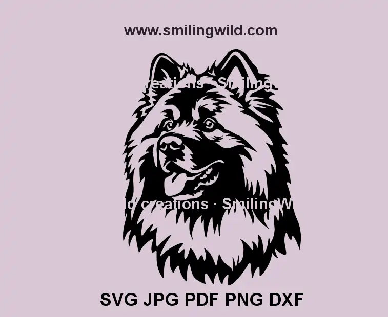 Eurasier dog face SVG – black vector design for laser cutting projects