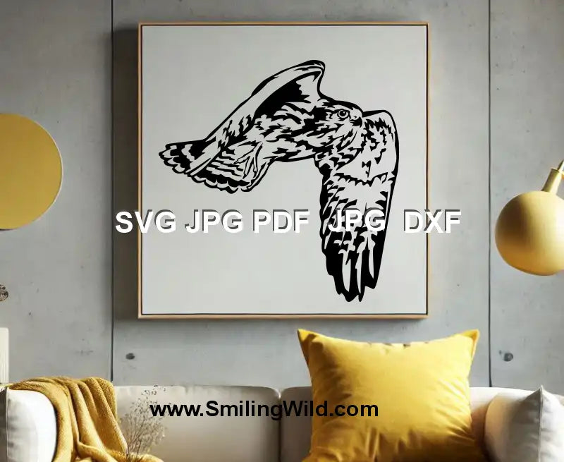 Flying bird of prey DXF file for Glowforge and xTool engraving – perfect for rustic wildlife art lovers