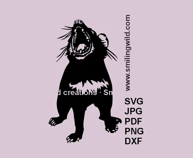 Tasmanian Devil SVG, png, dxf black vector graphic – wild Australian marsupial cut file for Cricut and laser cutting