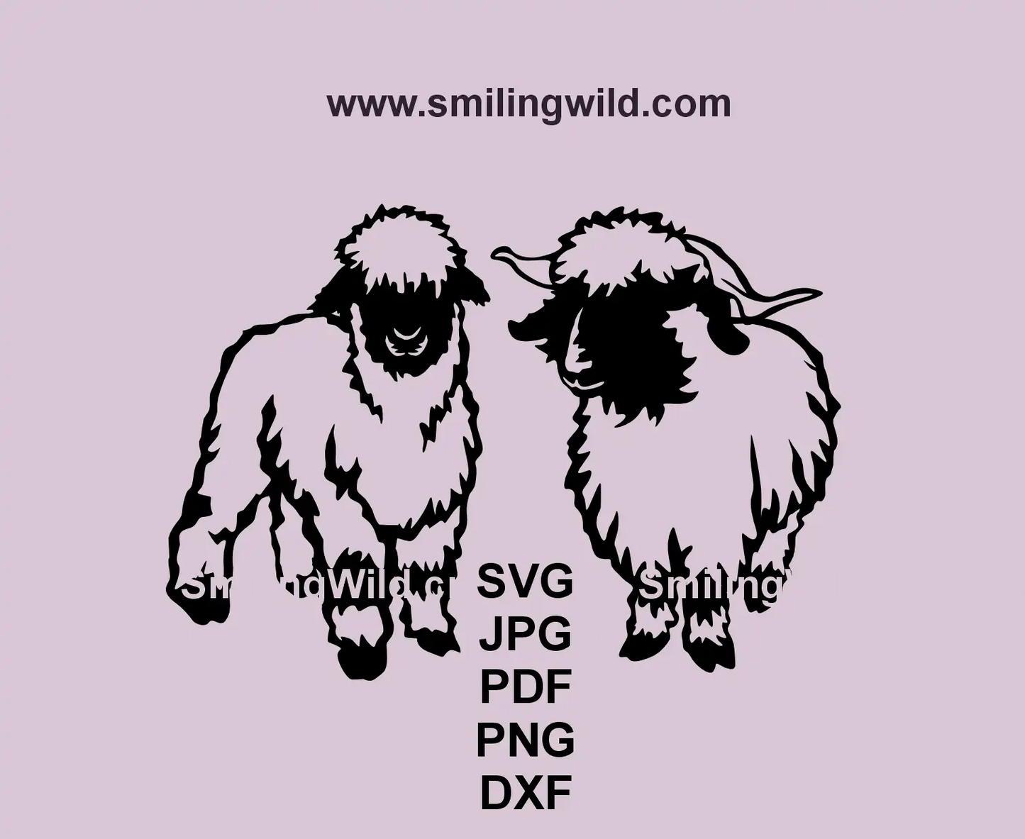 Valais Blacknose sheep and ram black vector clipart for Cricut laser cutting