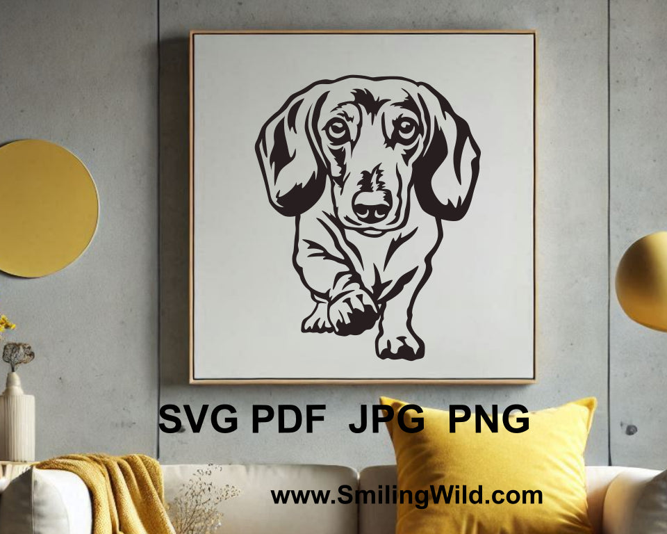 Walking dachshund vector SVG and PNG files for personalized dog-themed crafts and wall art décor