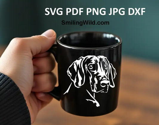 Black and white Weimaraner SVG vector graphic for Glowforge projects