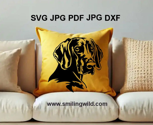Realistic black Weimaraner vector graphic for engraving and crafting