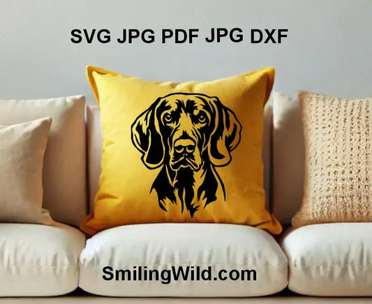 detailed Weimaraner dog face clipart – black portrait SVG for DIY cutting and engraving projects