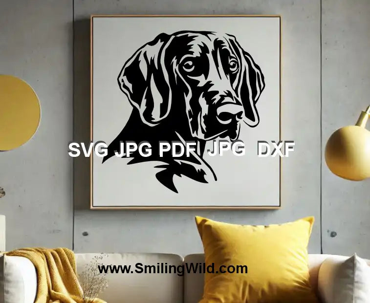Weimaraner looking over shoulder DXF design for DIY projects