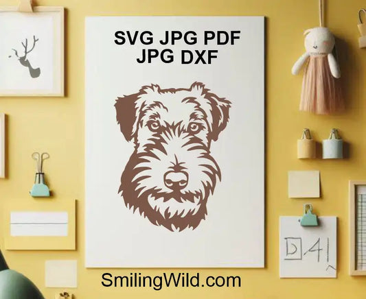 Detailed dog head DXF file of Welsh Terrier for Cricut and xTool crafts