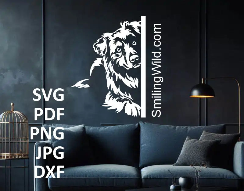 White Australian Shepherd DXF for laser cutting and engraving machines